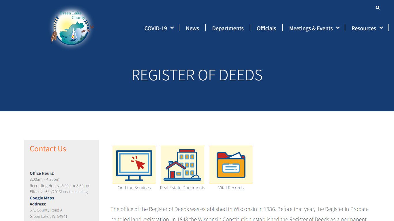 Register of Deeds - Green Lake County, WI