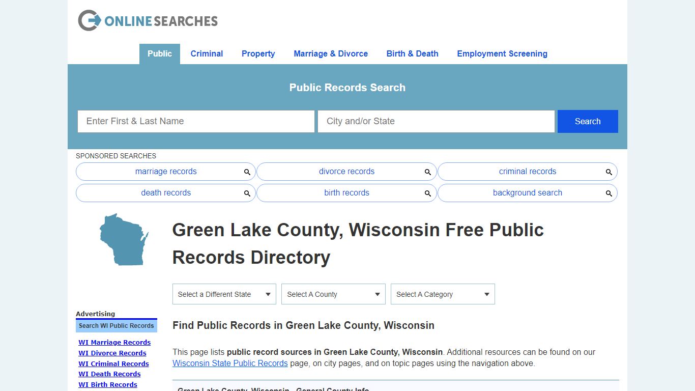 Green Lake County, Wisconsin Public Records Directory